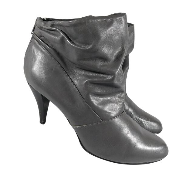 NINE WEST! BAILEY TAUPE BROWN GENUINE LEATHER, BACK HEEL ZIPPER BOOTS! SZ 9.5M - Picture 1 of 9